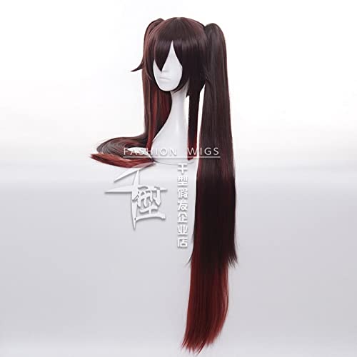 Anime Project Hu Tao Cosplay Wig Synthetic Hair Genshin Impact Auburn Ombre Long Halloween Costume Party Wigs With Ponytails