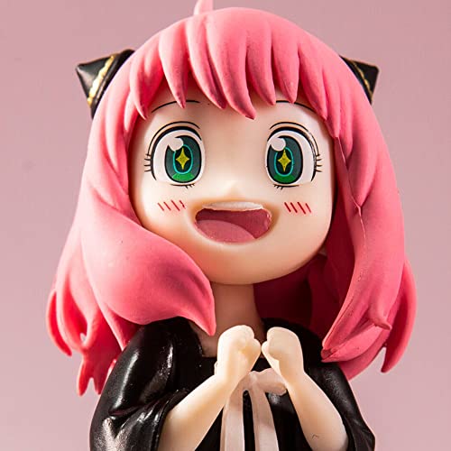 Anime Q Version Anya Forger Figure, Anime Intercambiable Cara Modelo PVC Regalos Figura de Acción Juguete Adornos de Escritorio Suministros Coleccionables