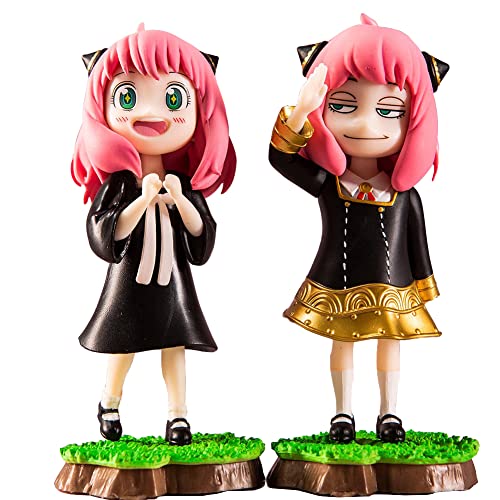 Anime Q Version Anya Forger Figure, Anime Intercambiable Cara Modelo PVC Regalos Figura de Acción Juguete Adornos de Escritorio Suministros Coleccionables