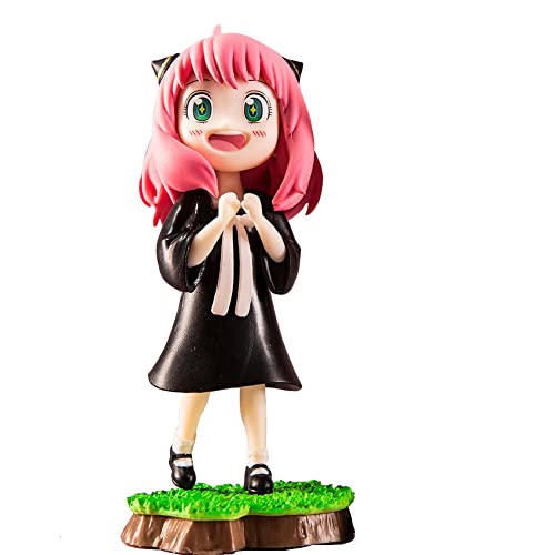 Anime Q Version Anya Forger Figure, Anime Intercambiable Cara Modelo PVC Regalos Figura de Acción Juguete Adornos de Escritorio Suministros Coleccionables