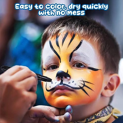 AnJeey 12 Colores de Crayones de Pintura de Cara para Niños, Lavables, Giratorios, Seguros y No Tóxicos, Pintura facial Cosplay para Fiestas de Cumpleaños, Pascua, Carnaval y Halloween