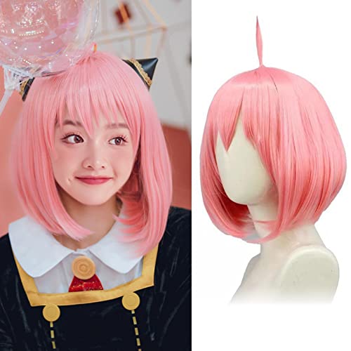 Anya Forger Rosa Para Spy X Family Cosplay, Alta Resistencia Al Calor Sintético Anya Forger Cosplay Pelucas Para Halloween Fiesta Pelucas Con Gorro Red Peluca Gratis