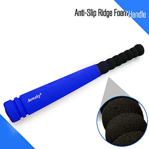 Aoneky Mini Set de Béisbol - 42 cm Bate y 1 Pelota, Material Seguro de Espuma Suave, para Entrenamiento y Diversión de Béisbol, Uso en Exterior Interior, Azul