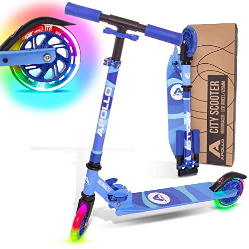 Apollo Patinete Niño LED Moonracer – Patinete Urbano con Suspensión – Patinete Evolutivo Plegable para Niños de 4+ - Patinetes para Niños de Altura Ajustable – Patinete Deportivo