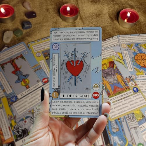 ARCANIA Tarot Cartas de Tarot para Principiantes, con Definiciones fáciles, Palabras Clave, Zodiaco, Chakras, Numerología, Sí o no y Simbología de Fondos