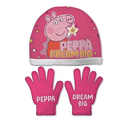 ARDITEX PP14820 Set de Guantes mágicos y Gorro de poliéster de EONE-Peppa Pig