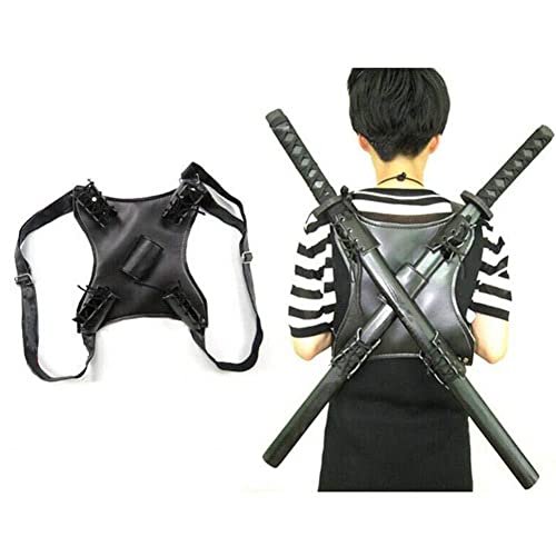 Arnés de cuero para hombre, doble espada, para llevar la espalda, exótico, cosplay, funda de pistola, soporte para disfraz de Halloween, Holste Har E4L1