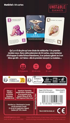 Asmodee TeeTurtle Happy Little Dinosauris: Citas catastróficas - Juegos de Mesa - Juegos de Cartas - Juegos para Adultos y niños a Partir de 8 años - 2 a 4 Jugadores - Versión Francesa