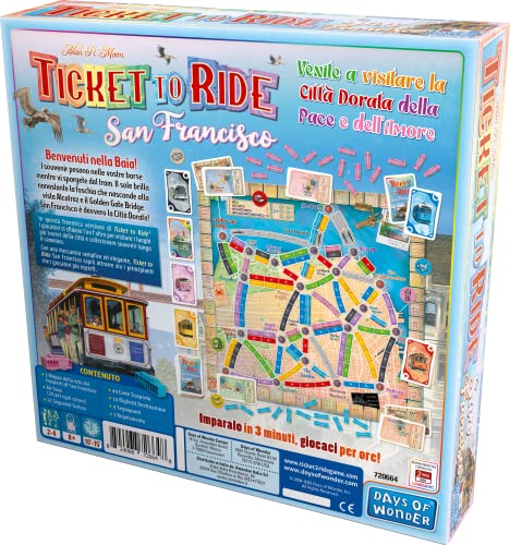 Asmodee - Ticket To Ride San Francisco, Juego de Mesa, 2-4 Jugadores, 8+ años, edición en Italiano