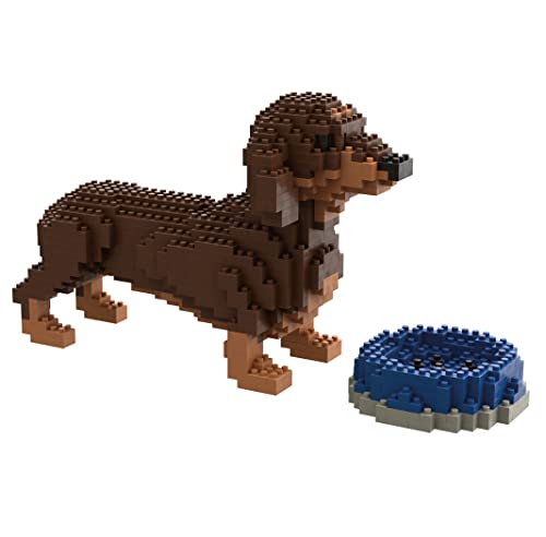 Atomic Building Figura para armar con nanobloques. 798 Piezas. Perro Teckel o Salchicha Marrón