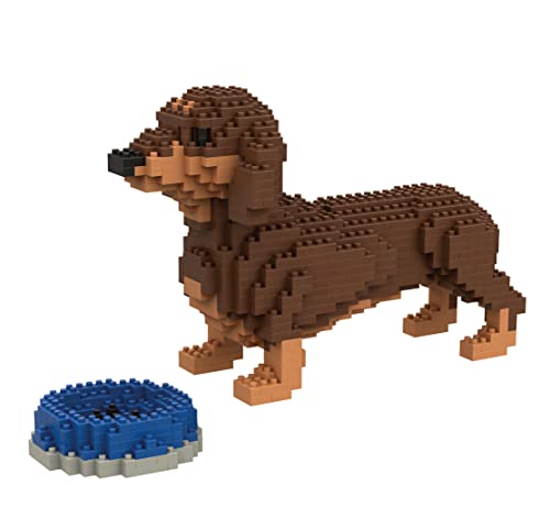 Atomic Building Figura para armar con nanobloques. 798 Piezas. Perro Teckel o Salchicha Marrón