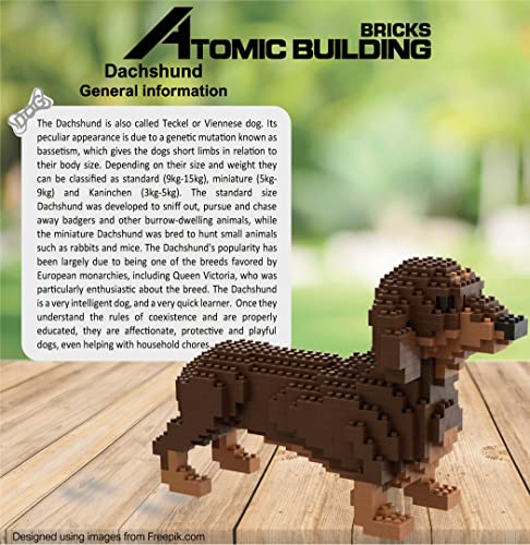 Atomic Building Figura para armar con nanobloques. 798 Piezas. Perro Teckel o Salchicha Marrón