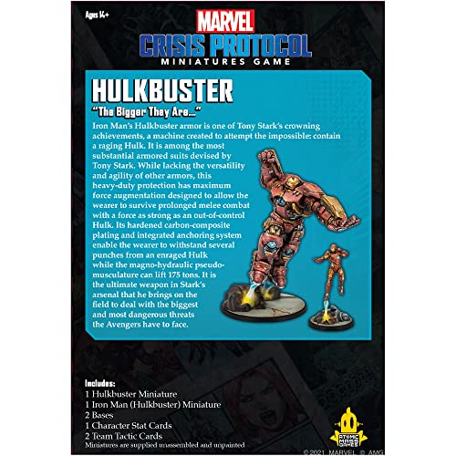 Atomic Mass Games, Hulkbuster: Marvel Crisis Protocol, Miniatures Game, Ages 14+, 2 Players, 45 Minutes Playing Time,Multicolor,FFGCP52