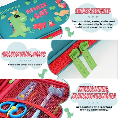 Auniq Estuche para lápices para niños y niñas, 26Pcs Estuche de Gran Capacidad Estuche Escolar Bolsa de Lápices con Lápices Regla, Organizador de Papelería para Estudiantes Temporada Regalo (Verde)