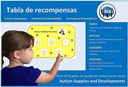 Autism Supplies & Developments-Gráfico de Recompensa Visual de Plástico (Español), Color Azul (Autism Supplies and Developments Es_Rc) , Color/Modelo Surtido