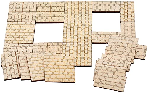 Azulejos cuadrados de piedra de mazmorra (juego de 28) de madera con corte láser D&D Modular Terrain 1 pulgada rejilla perfecta para mazmorras y dragones, Pathfinder y otros RPG de mesa