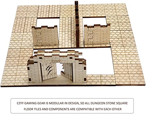 Azulejos cuadrados de piedra de mazmorra (juego de 28) de madera con corte láser D&D Modular Terrain 1 pulgada rejilla perfecta para mazmorras y dragones, Pathfinder y otros RPG de mesa