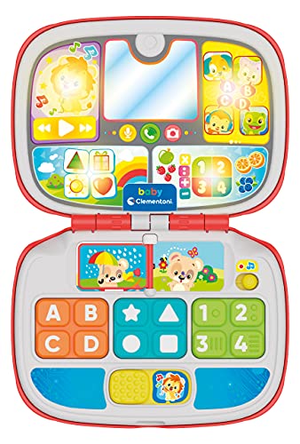 Baby Clementoni - 17677 - Laptop Amigos Animales, Juego Interactivo 9 Meses, Centro de Actividades y Ordenador Educativo para Niños (Versión en Español)