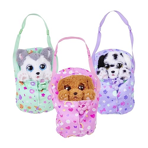 BABY PAWS Sleeping Puppies Husky- Peluche Interactivo con Sonidos que Abren y Cierran los Ojitos e Incluyen una Bolsita-Manta-Regalo óptimo para Niños y Niñas +3 Años