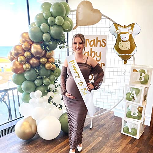 Baby Shower Decoracion, Decoracion Baby Shower Niño Niña, Verde y Dorado Globo Baby Shower, Baby Shower Banner, Photo Banner, Banda Mummy To Be, Globos Baby Shower para Gender Reveal Decoracion