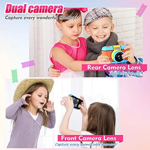 BaFuland Cámara Fotos Niños, 2,4 Pulgadas Cámaras Digitales para Niños y Niñas con Selfie, Cámara Infantil con Tarjeta SD 32G,1080P HD, Cámara Niños Regalo de Cumpleaños de para 3-10 Años - Multicolor