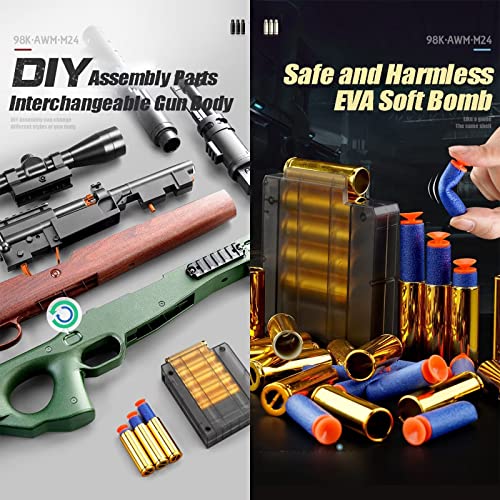 Bala de espuma para rifle de francotirador con 20 bolas suaves, rifle de francotirador con bisel para niños Unisex, juego de blaster para niños, niños y adultos - AWM