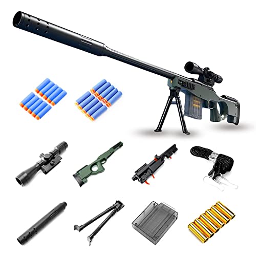 Bala de espuma para rifle de francotirador con 20 bolas suaves, rifle de francotirador con bisel para niños Unisex, juego de blaster para niños, niños y adultos - AWM