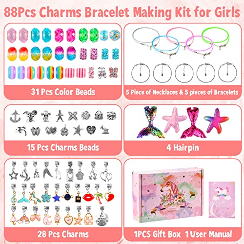 Ballery Juego de Pulseras de Abalorios, 90pcs Kit para Hacer Pulseras Niñas, Regalo de niña Kit Artesanía DIY Pulsera para Niñas Regalo para Año 6 7 8 9 10 11 12 años