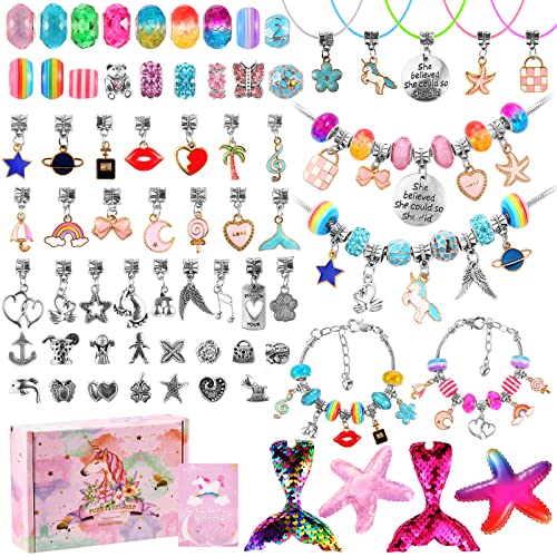 Ballery Juego de Pulseras de Abalorios, 90pcs Kit para Hacer Pulseras Niñas, Regalo de niña Kit Artesanía DIY Pulsera para Niñas Regalo para Año 6 7 8 9 10 11 12 años