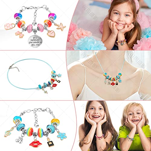 Ballery Juego de Pulseras de Abalorios, 90pcs Kit para Hacer Pulseras Niñas, Regalo de niña Kit Artesanía DIY Pulsera para Niñas Regalo para Año 6 7 8 9 10 11 12 años