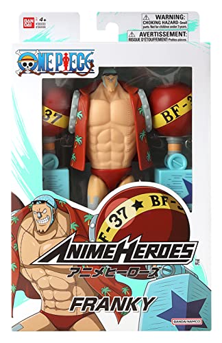 BANDAI Anime Heroes - Figura de acción de Franky de una Pieza | 17 cm articulada con Soporte de exhibición de Accesorios Pirate Toys Range, excelente Regalo, (36938)