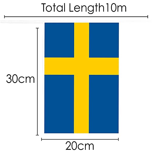 Bandera de Suecia, 120m, para Fiestas de Suecia, decoración Europea, Grande, 20x30cm, plástico para Todo Tipo de Clima, Banderas de Suecia, para Eventos, Escuela, día Nacional de Suecia