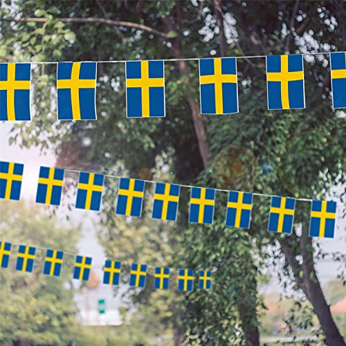 Bandera de Suecia, 120m, para Fiestas de Suecia, decoración Europea, Grande, 20x30cm, plástico para Todo Tipo de Clima, Banderas de Suecia, para Eventos, Escuela, día Nacional de Suecia