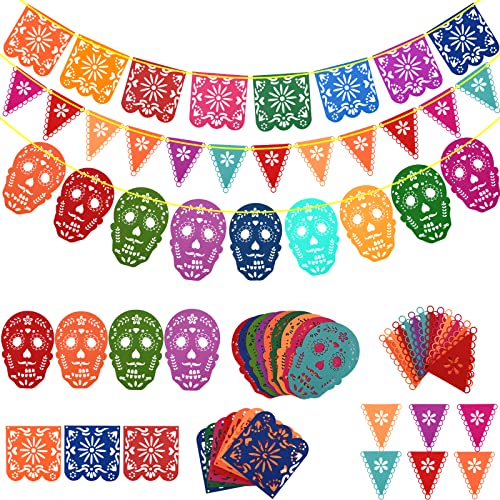 Banderas de decoración para fiestas mexicanas,pancartas del Día de los Muertos,Bandera de Fiesta de Fieltro de Colores,Decoración de Guirnalda del Día de los Muertos,Cinco de Mayo Banderas