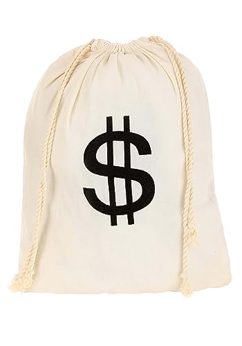 Bank Robber Money Bag Accessory Prop | Fancy Dress Costume Accessories Standard