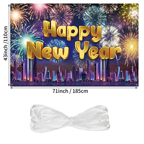 Banner de telón de Fondo de año Nuevo, Pancarta de Tela Extra Grande de Feliz año Nuevo para 2023, Festival de Vacaciones de Nueva York, 2023 decoración de Fiesta Brillante