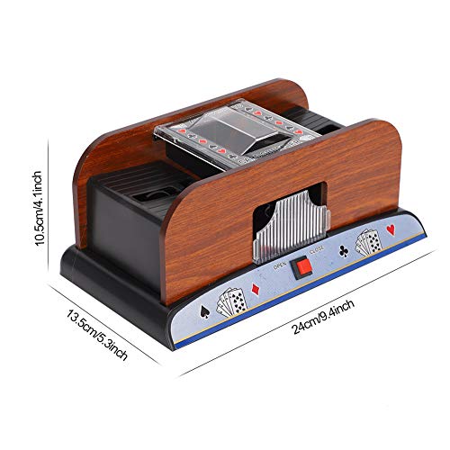 Barajadora automática de cartas, barajadora de cartas de madera Máquina automática de barajadoras de naipes con batería para póquer de 2 mazos, G para uso en torneos en casa para póker clásico