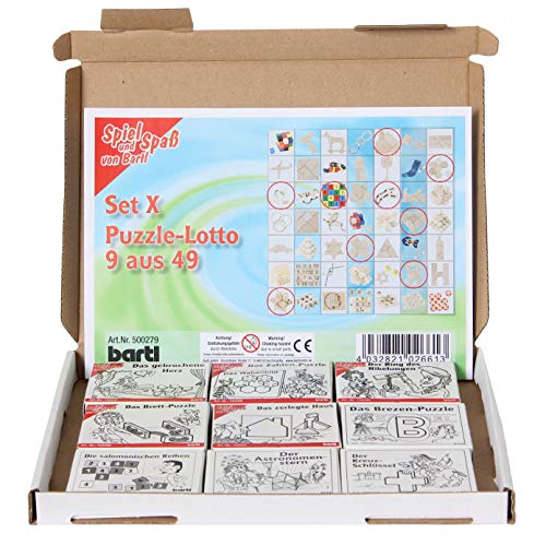 Bartl 500279 Puzzle Lotto 9 de 49-9 minijuegos de rompecabezas aleatorios para adultos y niños