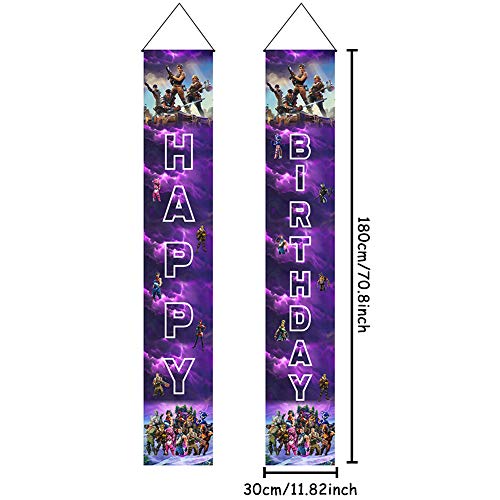 Bastion Game Happy Birthday Door Couplet Banners Para Colgar En Niños y Niñas Wizard Party Decoration Kids Juego Theme Party Supplies Bienvenido Porche Letrero para Interiores y Exteriores