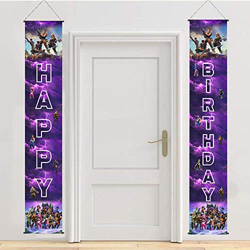 Bastion Game Happy Birthday Door Couplet Banners Para Colgar En Niños y Niñas Wizard Party Decoration Kids Juego Theme Party Supplies Bienvenido Porche Letrero para Interiores y Exteriores