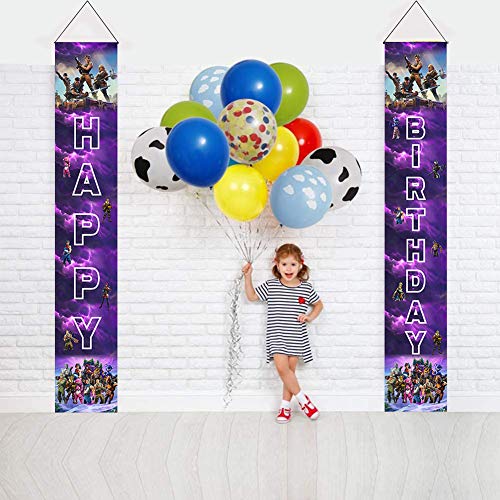 Bastion Game Happy Birthday Door Couplet Banners Para Colgar En Niños y Niñas Wizard Party Decoration Kids Juego Theme Party Supplies Bienvenido Porche Letrero para Interiores y Exteriores