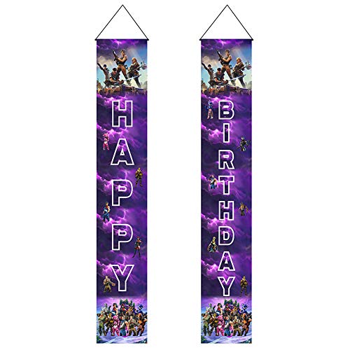 Bastion Game Happy Birthday Door Couplet Banners Para Colgar En Niños y Niñas Wizard Party Decoration Kids Juego Theme Party Supplies Bienvenido Porche Letrero para Interiores y Exteriores