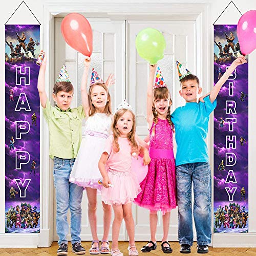 Bastion Game Happy Birthday Door Couplet Banners Para Colgar En Niños y Niñas Wizard Party Decoration Kids Juego Theme Party Supplies Bienvenido Porche Letrero para Interiores y Exteriores