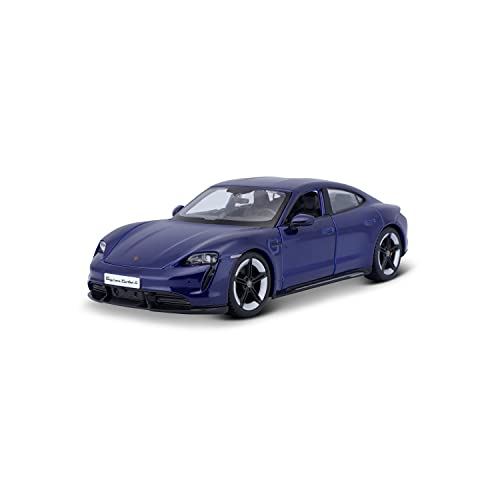 Bburago-18-21098B Porsche Taycan Turbo S en Azul en Escala 1/24 (18-21098B), unisex, niños, Color