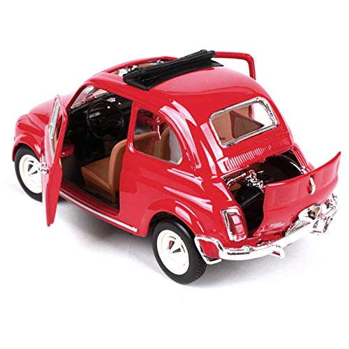 Bburago Fiat 500L. Año 1968. Vehículo a Escala 1:24, Color Rojo (MayCheong Group 390796)