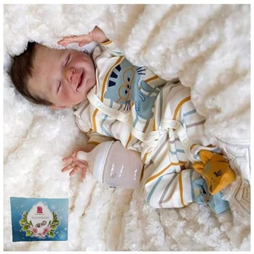 Bebé Reborn - 18 Pulgadas 46cm Reborn Muñeca Niña Cuerpo Completo Silicona Realista Recién Nacido Muñecas Ojos Cerrados, Renacidos Muñeca para Dormir para Niños Pequeños Regalos,F-Boy