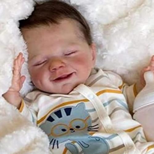 Bebé Reborn - 18 Pulgadas 46cm Reborn Muñeca Niña Cuerpo Completo Silicona Realista Recién Nacido Muñecas Ojos Cerrados, Renacidos Muñeca para Dormir para Niños Pequeños Regalos,F-Boy