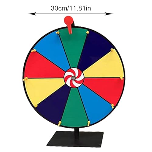 Beedozo Rueda de premios de Colores - Rueda giratoria de Mesa | Rueda giratoria de Ruleta de 11,8 Pulgadas con Soporte, 10 cuadrículas, borrable, Juego Win Fortune Spin para Carnaval