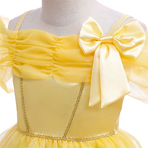 Belle - Vestido de princesa para niñas, disfraz de princesa para niñas, vestido de baile para niños, cumpleaños, fiesta, feria, Halloween, edad de 9 a 10 años