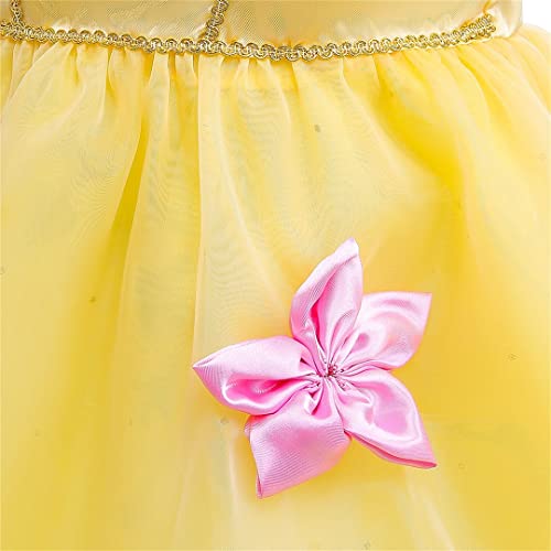 Belle - Vestido de princesa para niñas, disfraz de princesa para niñas, vestido de baile para niños, cumpleaños, fiesta, feria, Halloween, edad de 9 a 10 años